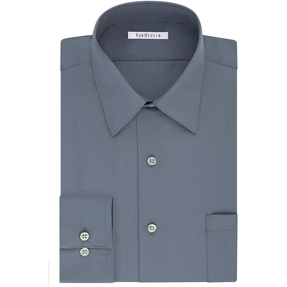 Van Heusen Men's Tall Dress Shirt Big Fit Poplin, Grey, 18.5" Neck 32"-33" Sleeve