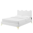 thumbnail image 1 of Platform Bed Frame, Full Size, White, Velvet, Modern Contemporary, Bedroom Master Guest Suite Room, 1 of 10