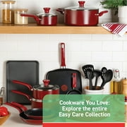 T-fal Easy Care, 20 Piece Non-Stick Pots and Pans Cookware Set, Red