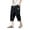 Black, variant on Men's Linen Blend Harem Capri Pants Baggy Lounge Harem Pants Wide Leg Beach Cropped Trousers (Navy XXXL)
