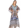 thumbnail image 5 of Sakkas Anahi Flowy Design V Neck Long Caftan Dress / Cover Up With Rhinestone - SCBR226-Brown - One Size, 5 of 5