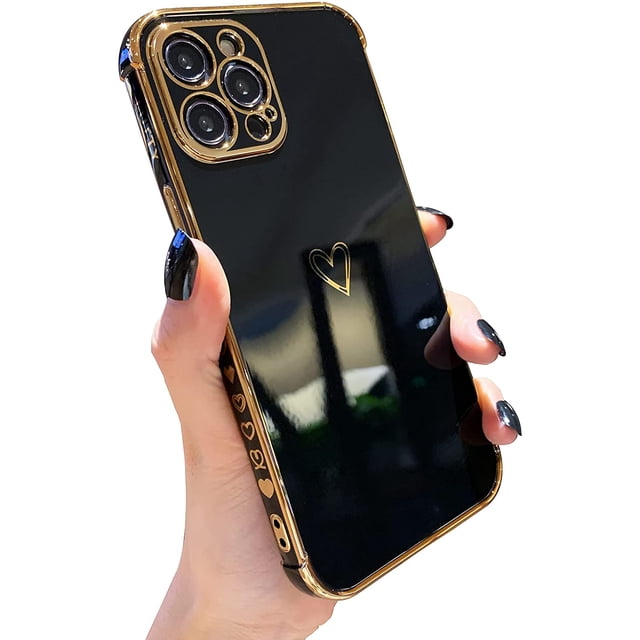 IBAOLEA Compatible with iPhone 13 Pro Max Case, Luxury Electroplate Edge Bumper Case, Full Camera Protection & Raised Reinforced Corners Shockproof Soft TPU Case Cover (6.7 inch) -Candy Black Black
