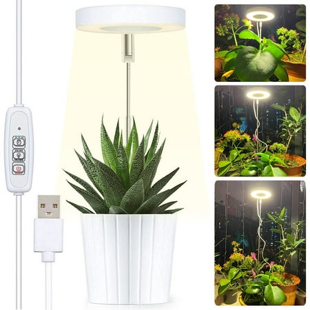 

Rosnek Full Spectrum Sunlight LED Plant Grow Light Plant Halo Light Brightness Height Adjustable with Timer for Indoor Plants Growing Lamp