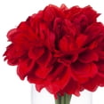 thumbnail image 2 of Enova Home Artificial Silk Dahlia Fake Flowers Arrangement in Cylinder Glass Vase with Faux Water for Home Office Wedding Decoration (Red), 2 of 3