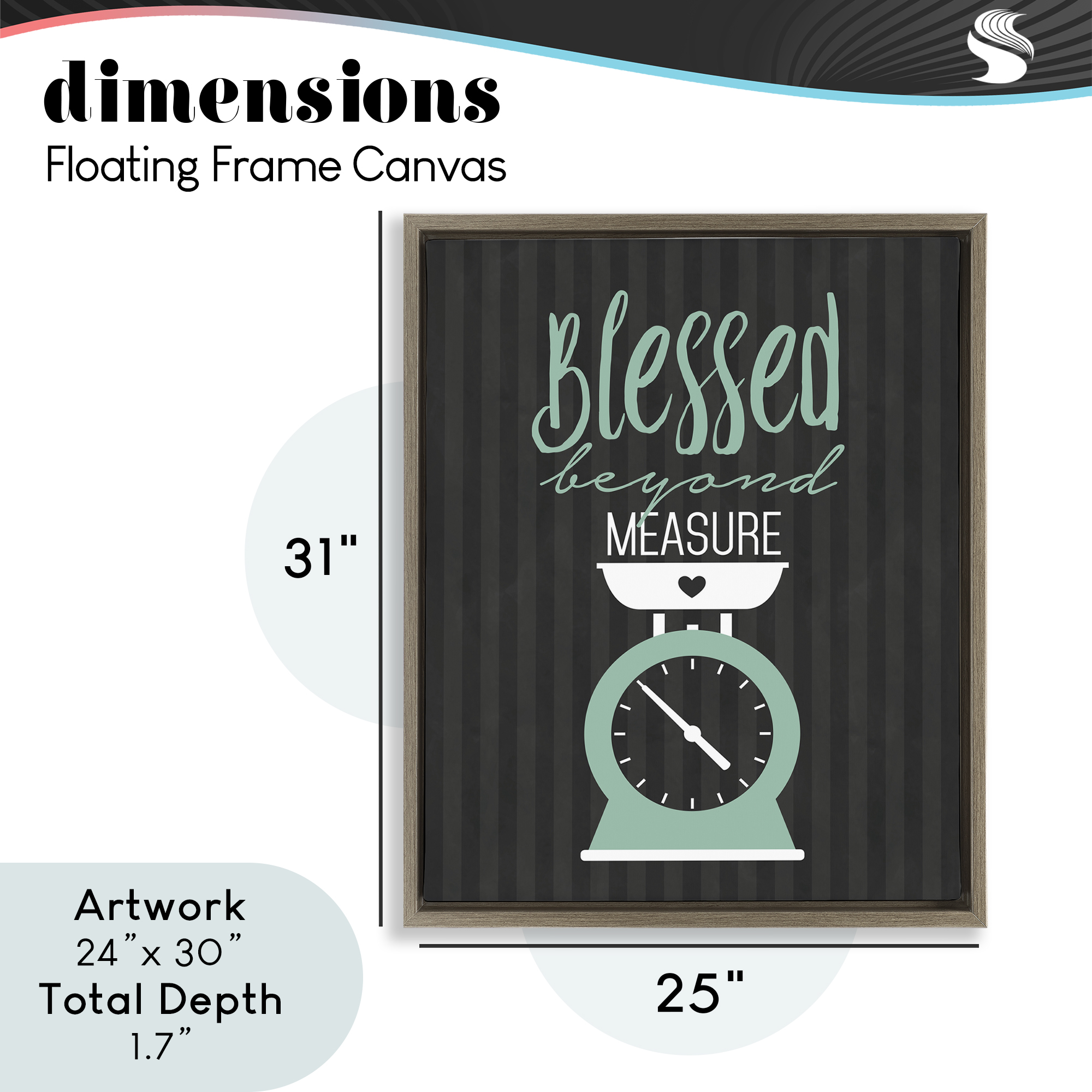 Blessed Beyond Measure Scale Brown Framed Floater Canvas Wall Art, design by Lettered and Lined