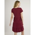 thumbnail image 2 of Time and Tru Women's Tiered Cotton Knit Dress, XS-XXXL, 2 of 4