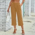thumbnail image 6 of AherBiu Crop Pants for Women High Waisted Straight Leg Lightweight Solid Color 7/8 Length Trousers, 6 of 7