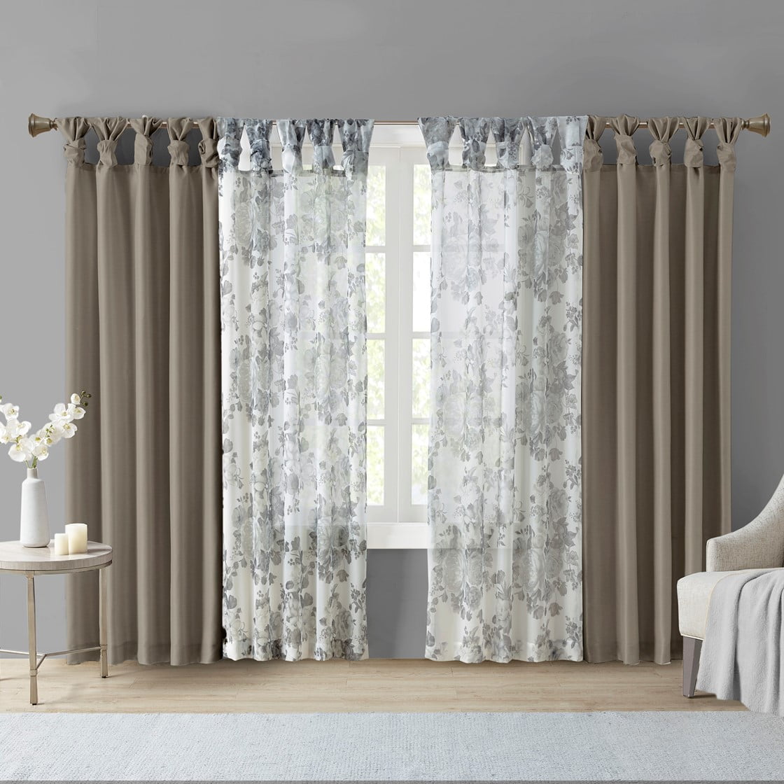 Twist Tab Lined Window Curtain Panel Pewter 50"x108"