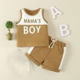 thumbnail image 2 of Miluxas Boy Clothes Toddler Baby Boys Summer Outfits Sleeveless Patchwork T-Shirt Shorts Set Brown 2-3 Years, 2 of 9