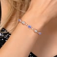 thumbnail image 4 of Gem Stone King 18K Rose Gold Plated Silver Blue Tanzanite and White Lab Grown Diamond Bracelet for Women | 3.65 Cttw | Gemstone December Birthstone | Oval 7X5MM | Fully Adjustable 9 inch, 4 of 6