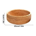 thumbnail image 3 of Handwoven Rattan Storage Basket | Natural Wood Fruit & Vegetable Drainage Basket | Kitchen & Living Room Organizer | 26x26x10cm Snack & Bread Basket, 3 of 6