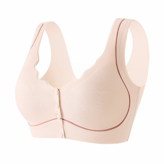 QASIEATN Fashion Front Closure Underwear for Middle and Older Women Skin-friendly Wireless Daisy Everyday Bras Women's Bralettes