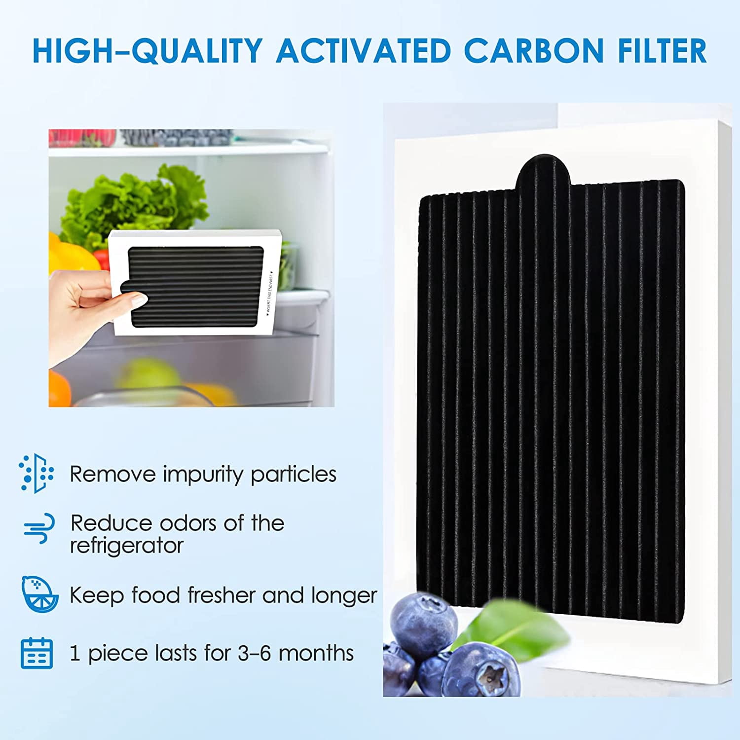 Pure Air Ultra Refrigerator Air Filter with Carbon Technology to Absorb Food Odors Compatible with Frigi-daire PAULTRA , 6.5" x 4.75",Pack of 9 PCS