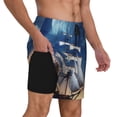 thumbnail image 2 of Honeii Moonlit Night Sea Sailboat Print Men's Swim Shorts,Mens Swim Trunks,Breathable Mesh Beach Shorts for Swimming,Surfing, and Beach Activities-3X-Large, 2 of 6
