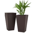 thumbnail image 1 of Outsunny Ensemble de 3 Grands Bacs à Plantes, Ensemble de Pots de Fleurs pour Intérieur et Extérieur, Brun, 1 of 10