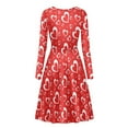 thumbnail image 5 of Renewold Fashion Red Long Sleeve Dresses for Women Formal Valentine's Day T-Shirt Dress Size L Hearts Party Going Out Vacation Midi Dress Comfy Stretchy Twirl Dress, 5 of 7