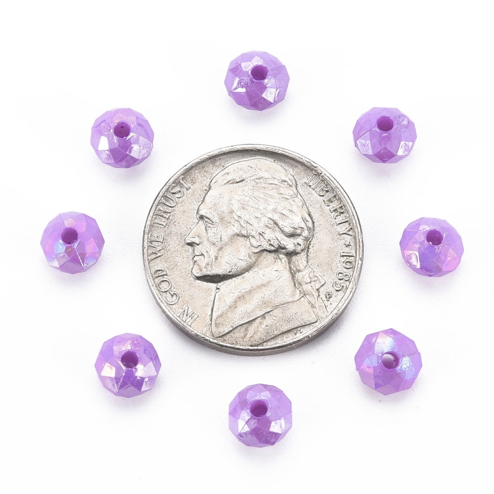 500gs Opaque Acrylic Beads AB color Plated Faceted Rondelle Blue Violet 6mm Hole: 1.5mm about 6200pcs/500g.