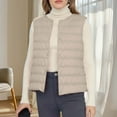 thumbnail image 5 of gbyLJF Womens Lightweight Down Vest Solid Color Round Neck Sleeveless Quilted Puffer Jacket Winter Outwear Waistcoat, 5 of 7
