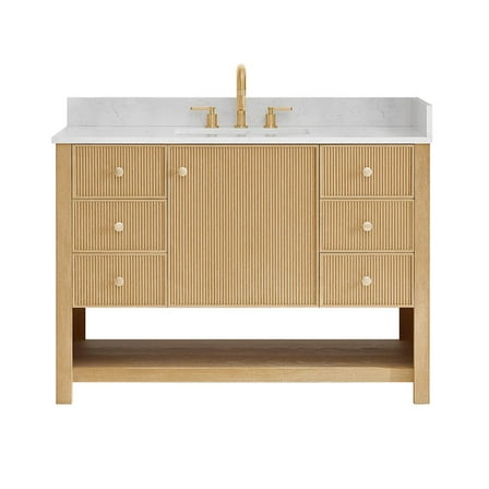 Altair-17 48" Single Bathroom Vanity in White Oak with Engineered Stone Countertop