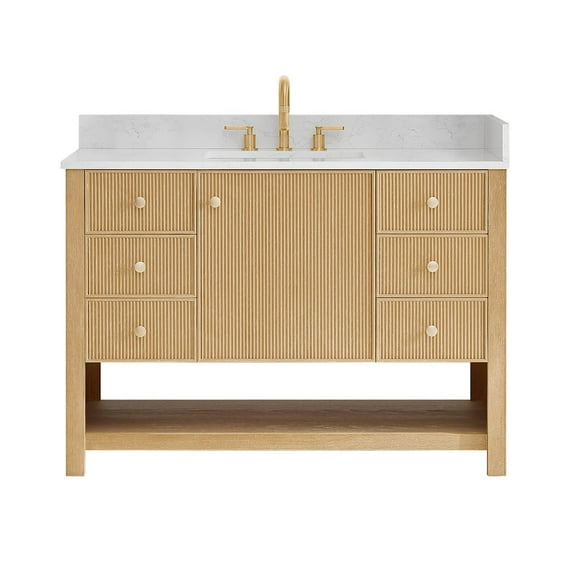 Altair-17 48" Single Bathroom Vanity in White Oak with Engineered Stone Countertop
