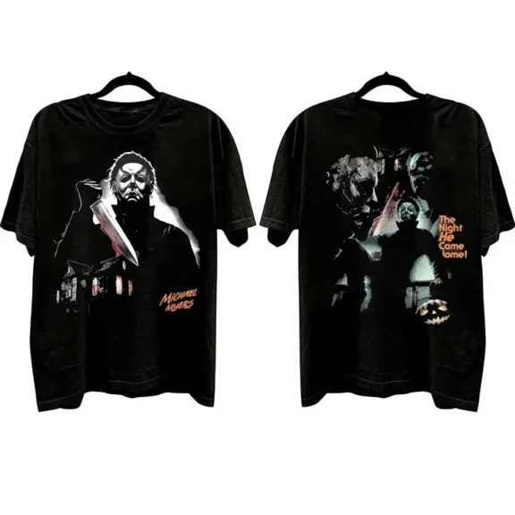 Michael Myers T-Shirt, Halloween Horror Movie Graphic Tee,Black Color,Size M