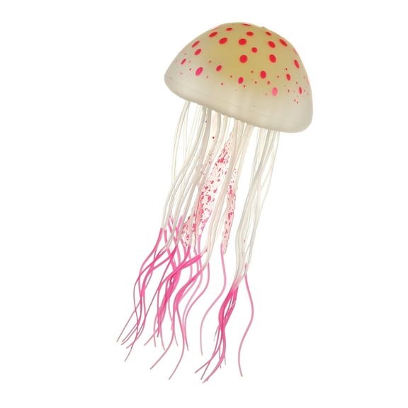 Unique Bargains Aquarium Jellyfish Glow Decor Fish Tank Fluorescent Jellyfish Ornaments Pink 2.8"x5.5" with Suction Cup