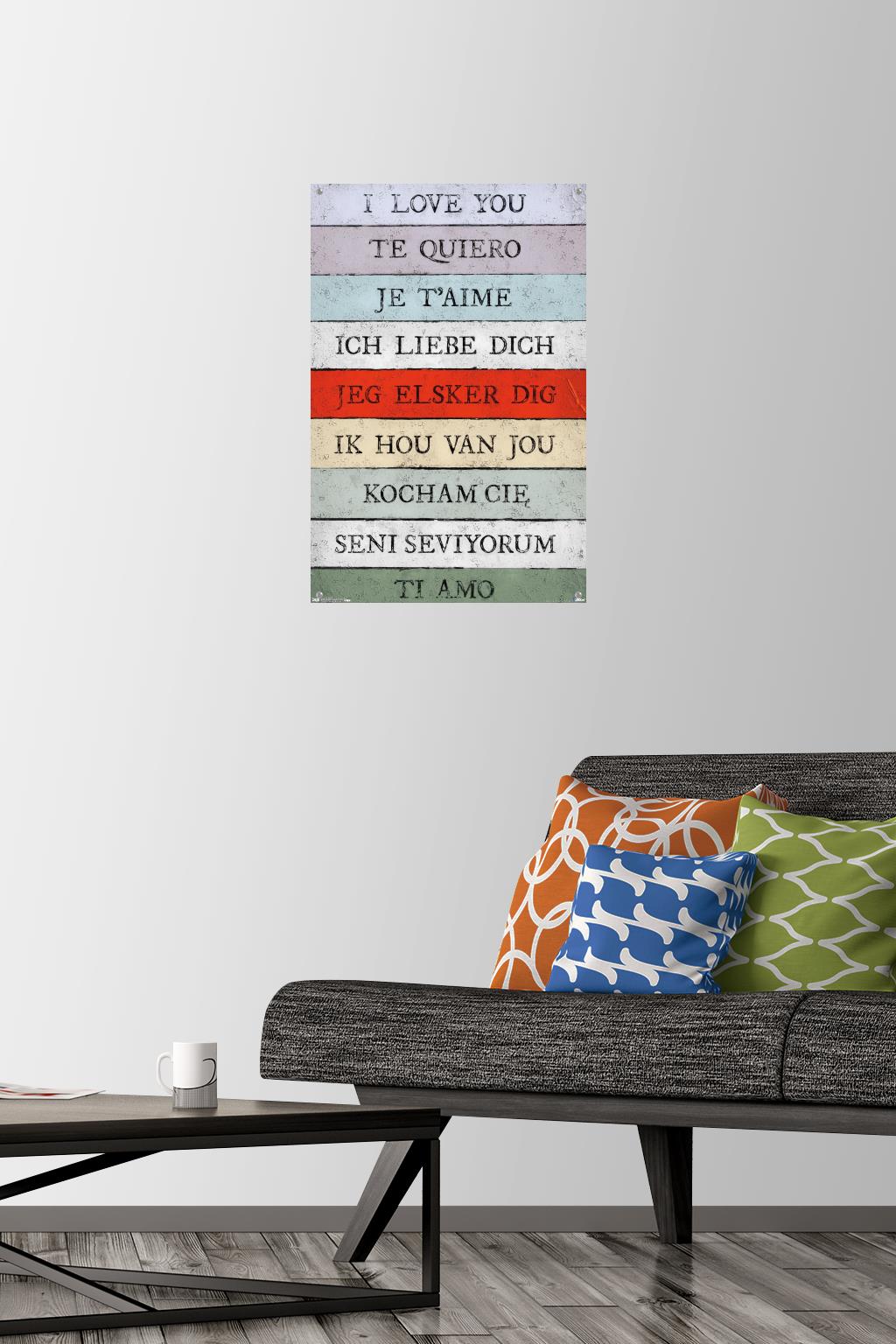 Love Language - I Love You Wall Poster with Push Pins, 14.725" x 22.375"