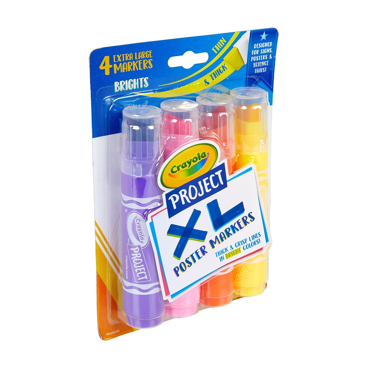 Crayola® Project XL Poster Markers, Bold & Bright, 4 Markers Per Pack, Set Of 3 Packs
