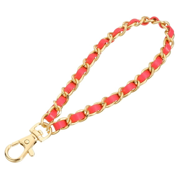 Uxcell Chain Strap Wristlet, 7" Hand Wrist Lanyard Leather Wristlet Strap for DIY, Gold, Red