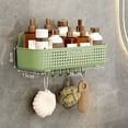 thumbnail image 2 of Estante de ducha para baño, cesta con ganchos para colgar champú y acondicionador, fácil instalación, soporte de baño de pared., 2 of 8