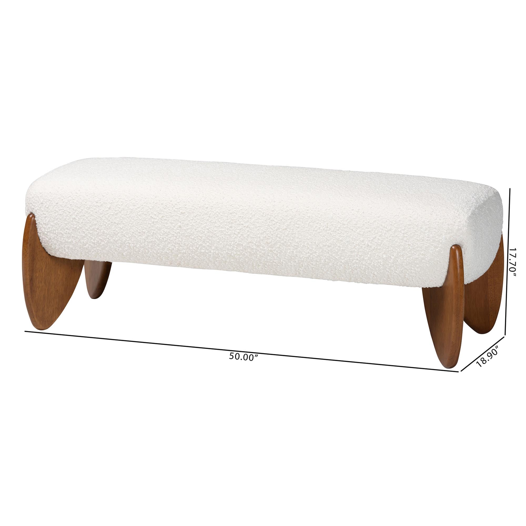 Baxton Studio Vinicio Mid-Century Bench, Cream