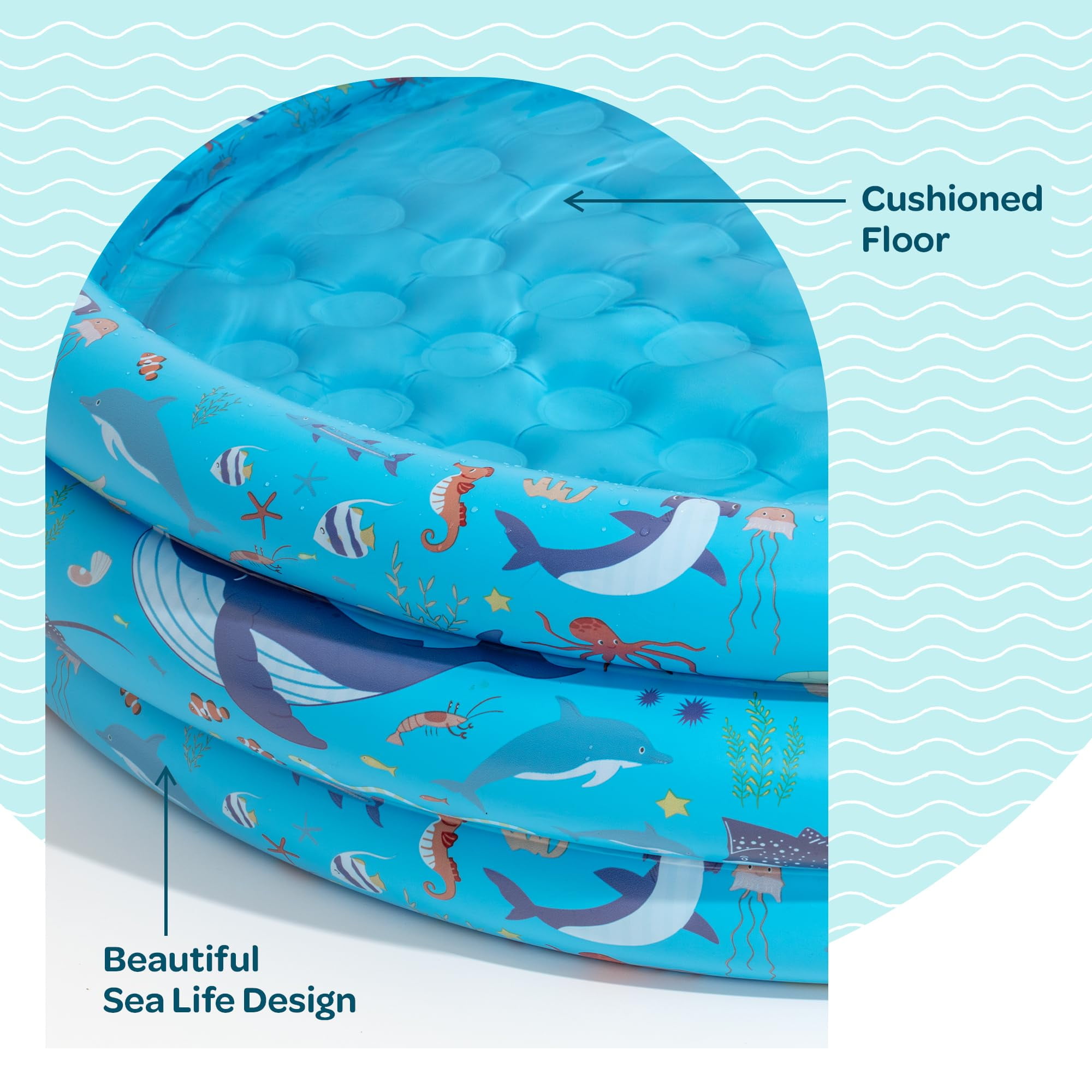 Inflatable Kiddie Pool for Toddlers, 48"X12" Round Plastic Blow Up Kids Swimming Pool, Outdoor Water Play, Ball Pit Toys for Kids Age 2 3 4 5,
