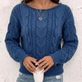 thumbnail image 6 of Snorda Sweaters for Women Roll Crew Neck Cable Knit Sweater Long Sleeve Loose Solid Pullover Thick Soft Textured Casual Vintage Sweaters for Fall Winter Warm Wear, 6 of 8