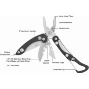 8-in-1 Multifunctional Knife Pliers - Compact Emergency Outdoor Equipment with Blade & Tools for Camping Hiking Portable Utility Gear, Black