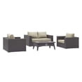 thumbnail image 2 of Modway Convene 4 Piece Set Outdoor Patio with Fire Pit in Espresso Beige, 2 of 9