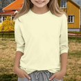 thumbnail image 2 of GiLiling Girls 3/4 Sleeve Crewneck Sweatshirt, Cute Graphic Print Basic Blouse, Solid Tone Soft Top Perfect for Playdates and Casual Daily Leisure, 2 of 7
