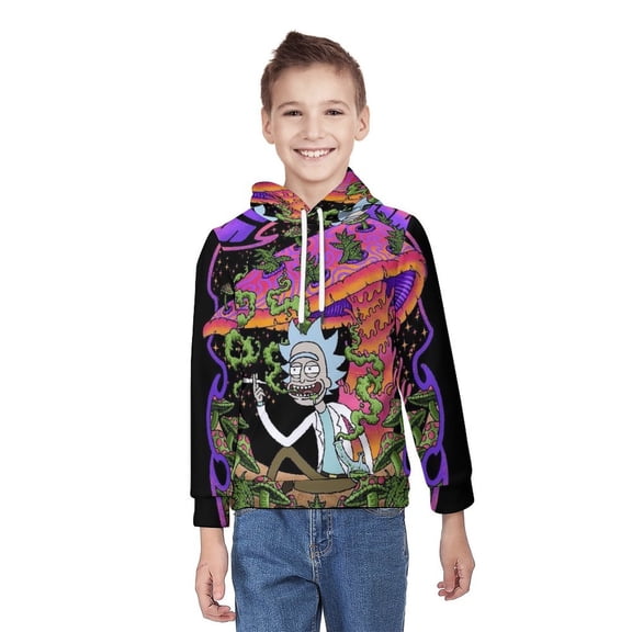 Rick And Morty Youth Hoodies Boys Girls 3D Printed Sweatshirt Fall Winter Clothes Long Sleeves Pullover Sweater S