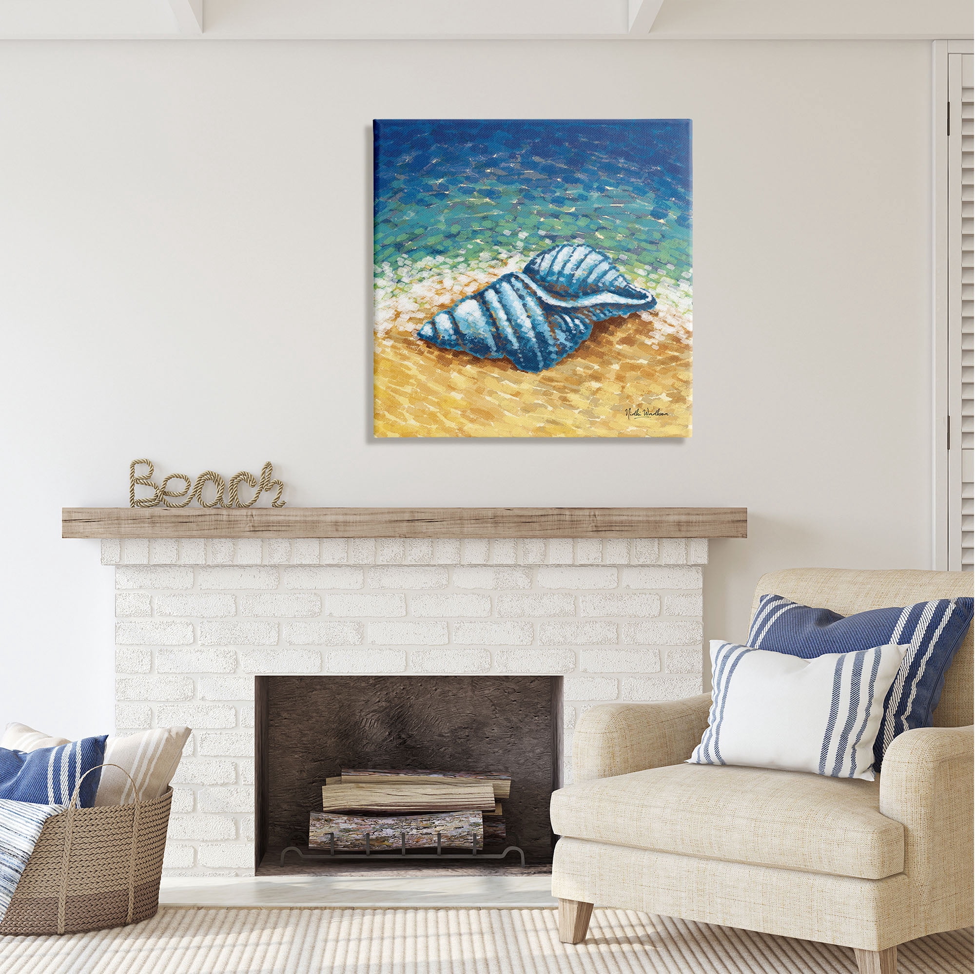 Stupell Industries Conch Shells by Shore Animals & Insects Painting Gallery Wrapped Canvas Print Wall Art, 30 x 30