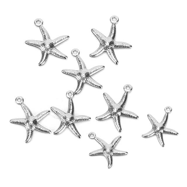 50 Uds. De joyería de playa, colgante hueco de doble cara con diseño único de estrella de mar para pulsera, decoración de collares