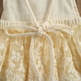 thumbnail image 7 of Newborn Baby Girls Crochet Lace Romper, Toddler Loose Fly Sleeve Square Collar Tie-up Playsuit, 7 of 7