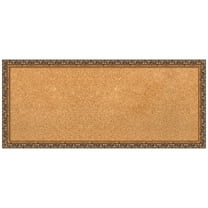 Amanti Art Natural Cork Board Wood Framed Antique Bronze Bulletin Board 32 in. x 14 in.