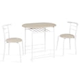 thumbnail image 7 of Ktaxon 3-Piece Modern Kitchen Dining Table Set for 2, Dining Room Round Table and Chair Set with Wine Rack, White and Light Oak, 7 of 7