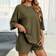 thumbnail image 3 of Conjunto deportivo para mujer: camiseta de cuello redondo y pantalones cortos deportivos. Poliéster transpirable. Lavable a máquina. Primavera/verano. XS-XXXXL., 3 of 7