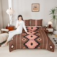 thumbnail image 4 of jejeloiu Boho Bohemain Geometric Full Size Comforter Sets,Vintage Aztec Geometric Bedding Comforter Set,Brown Stripes Lines Bedding Sets,Breathable Room Decorative Reversible,3-Piece, 4 of 8