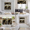thumbnail image 6 of Black Gold Marble Kitchen Curtains Sets for Windows 24 Inch Length, Modern Geometric Textured Rod Pocket Window Treatments Tier Curtains and Valances Set for Bedroom/Bathroom, 6 of 8
