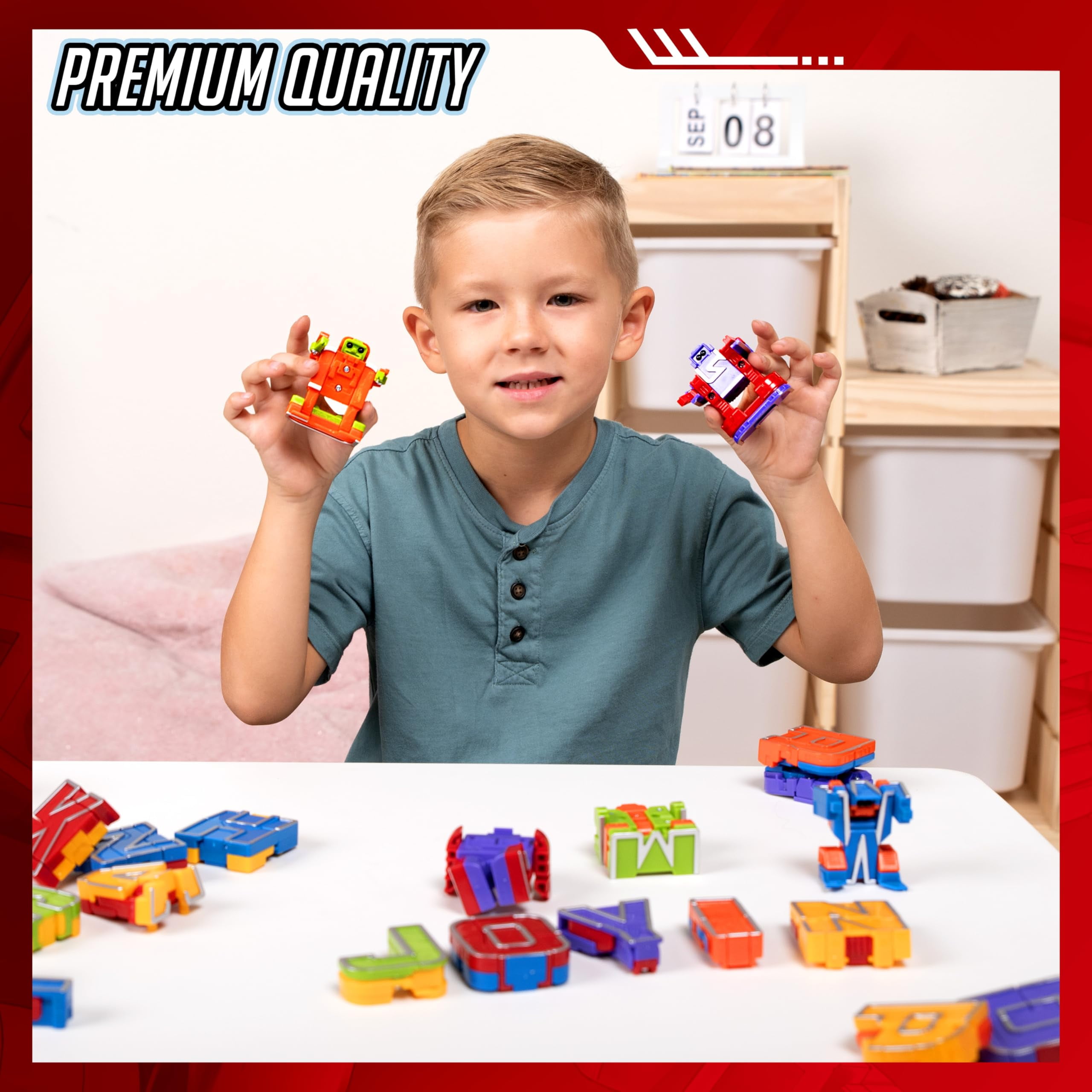 Joyfy 26-in-3 Alphabet Bots Toy 26 Pcs Transforming Robot for Kids Educational Building STEM Toys for Toddlers & Preschool Boys 3 4 5 6 Years Old Gifts for Birthday Christmas, Learning Resources
