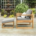 thumbnail image 3 of Walker Edison Modern Patio Chair Lounger and Ottoman - Brown, 3 of 22