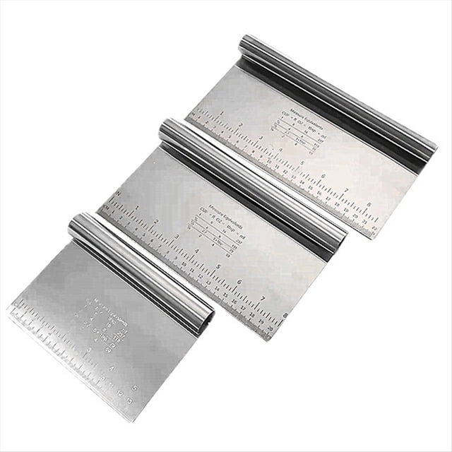3 Uds Raspador de Masa para ReposteríA, , Cortador de Pizza para Hornear Pasteles con Escala Medidora, Cuchillo Separador de Pan, Herramientas de Cocina