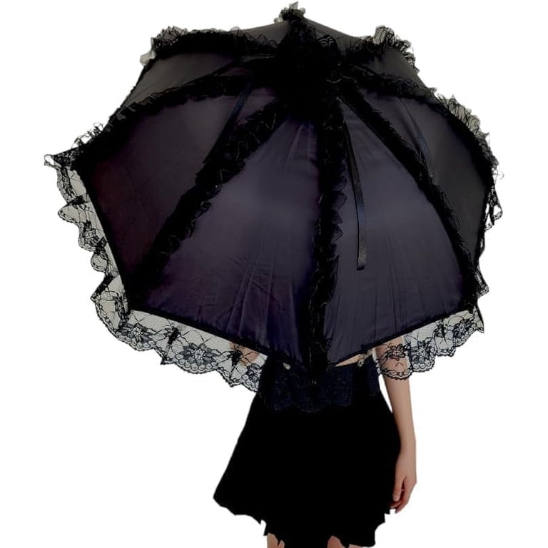 Gothic Rebel Victorian Lace Parasol Umbrella Black Style | Elegant