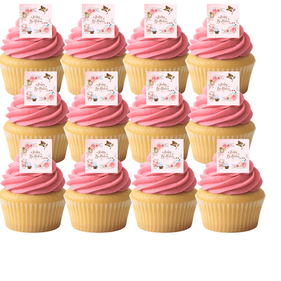 Pink Classic Baby Cupcake Picks – 24 Edible Wafer Paper Decorations